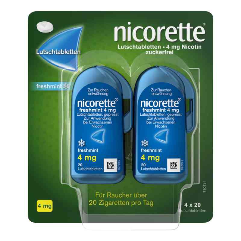 Nicorette Lutschtablette freshmint 4 mg Nikotin 80 stk von Johnson & Johnson GmbH (OTC) PZN 10933968