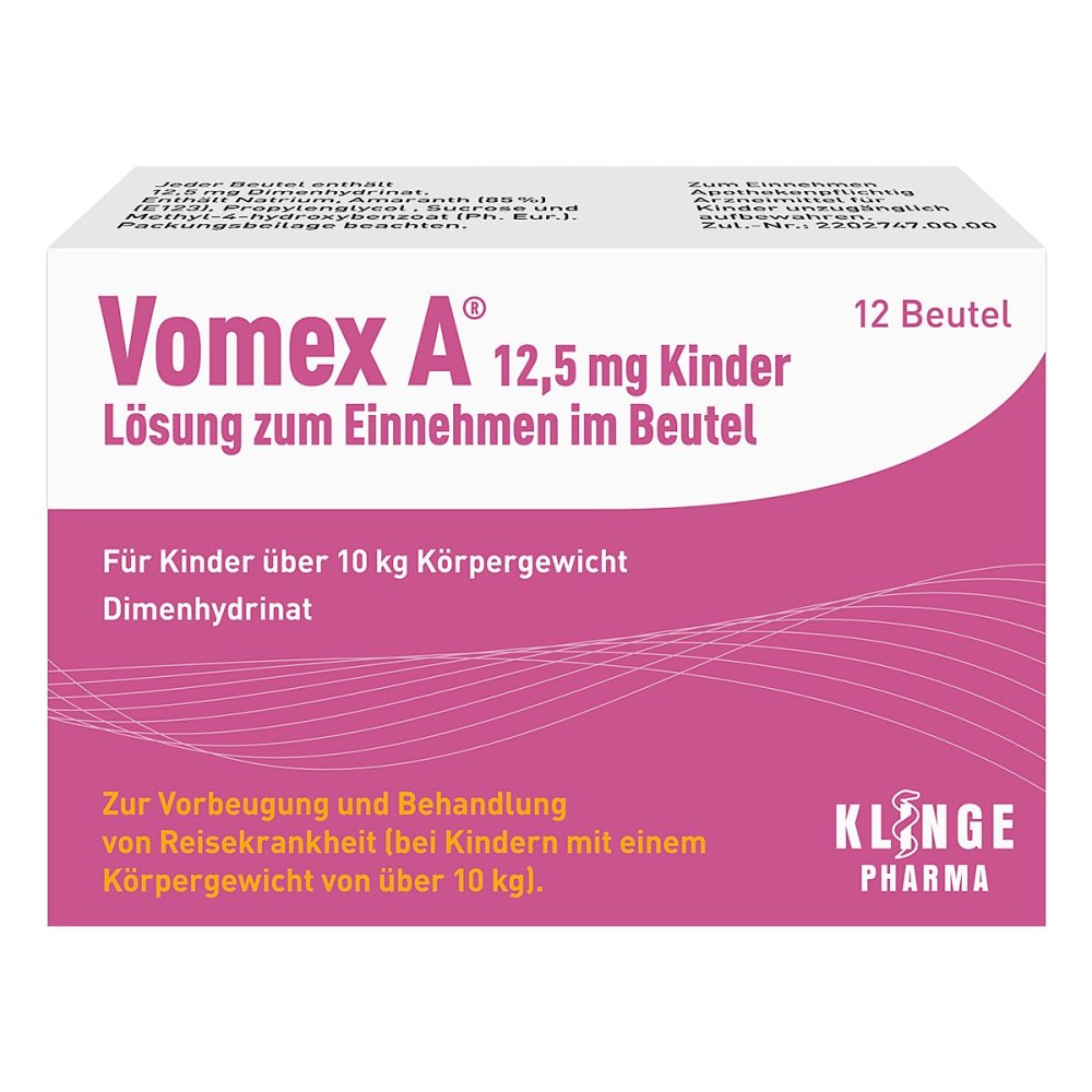 Vomex A 12,5 mg Kinder Lösung zur, zum einnehmen im Beutel 12 stk