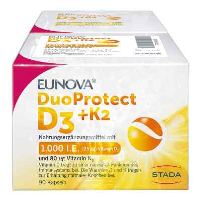 Eunova DuoProtect Vitamin D3+K2 1000IE/80UG 2X90 stk von STADA Consumer Health Deutschland GmbH PZN 15436766
