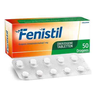 Fenistil Dragees, Dimetindenmaleat 1 mg/Tabl., Antiallergikum 50 stk von GlaxoSmithKline Consumer Healthcare PZN 01939854