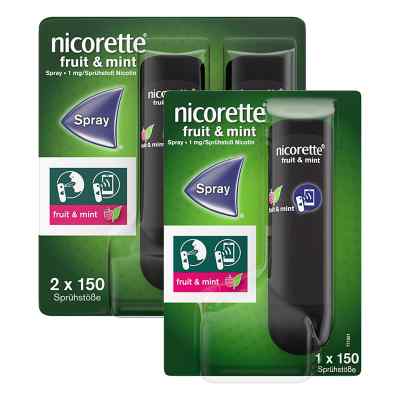 Nicorette fruit & mint Spray mit Nikotin zur Rauchentwöhnung 2+1 stk von Johnson & Johnson GmbH (OTC) PZN 08101912