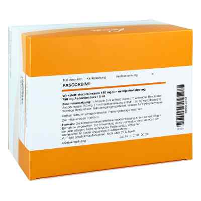 Pascorbin 750 mg Ascorbinsäure/5ml Injektionslösung 100X5 ml von Pascoe pharmazeutische Präparate GmbH PZN 00581273