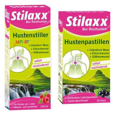 Stilaxx Hustenstiller Junior (100 ml) & Hustenpastillen (28 stk) 1 Pck von MEDICE Arzneimittel Pütter GmbH&Co.KG PZN 08102886